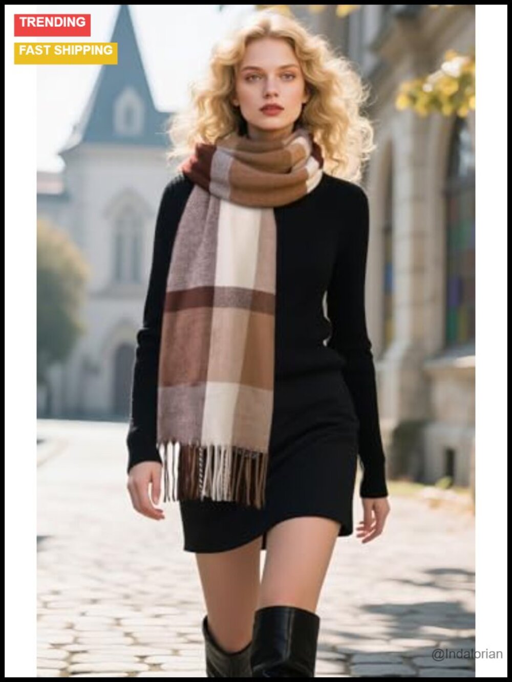 Scottish Checked Cashmere Feel Winter Scarf Long Oversized Fashion Scarf - Picture 6 of 6